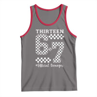 Funny 67 13th Birthday Tank Top Thirteen Official Teenager Six Seven Meme Groovy Checkered - Wonder Print Shop