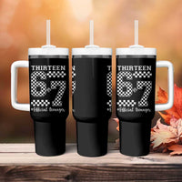 Funny 67 13th Birthday Tumbler With Handle Thirteen Official Teenager Six Seven Meme Groovy Checkered - Wonder Print Shop