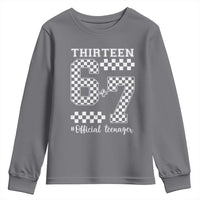 Funny 67 13th Birthday Youth Sweatshirt Thirteen Official Teenager Six Seven Meme Groovy Checkered - Wonder Print Shop