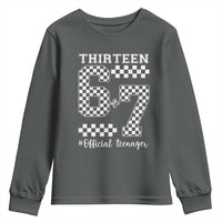 Funny 67 13th Birthday Youth Sweatshirt Thirteen Official Teenager Six Seven Meme Groovy Checkered - Wonder Print Shop