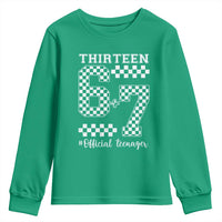 Funny 67 13th Birthday Youth Sweatshirt Thirteen Official Teenager Six Seven Meme Groovy Checkered - Wonder Print Shop
