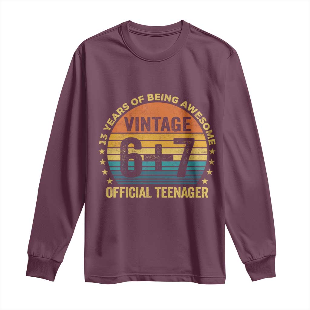 Funny 67 13th Birthday Long Sleeve Shirt Official Teenager 13 Years Of Being Awesome - Wonder Print Shop