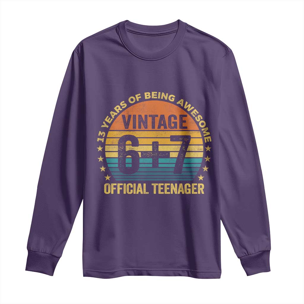 Funny 67 13th Birthday Long Sleeve Shirt Official Teenager 13 Years Of Being Awesome - Wonder Print Shop