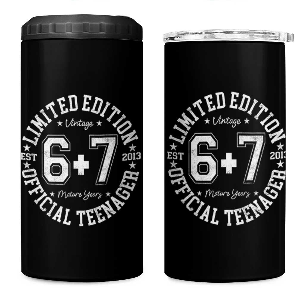 Funny 67 13th Birthday 4 in 1 Can Cooler Tumbler Est 2013 Limited Edition Official Teenager