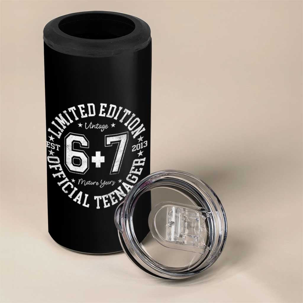 Funny 67 13th Birthday 4 in 1 Can Cooler Tumbler Est 2013 Limited Edition Official Teenager
