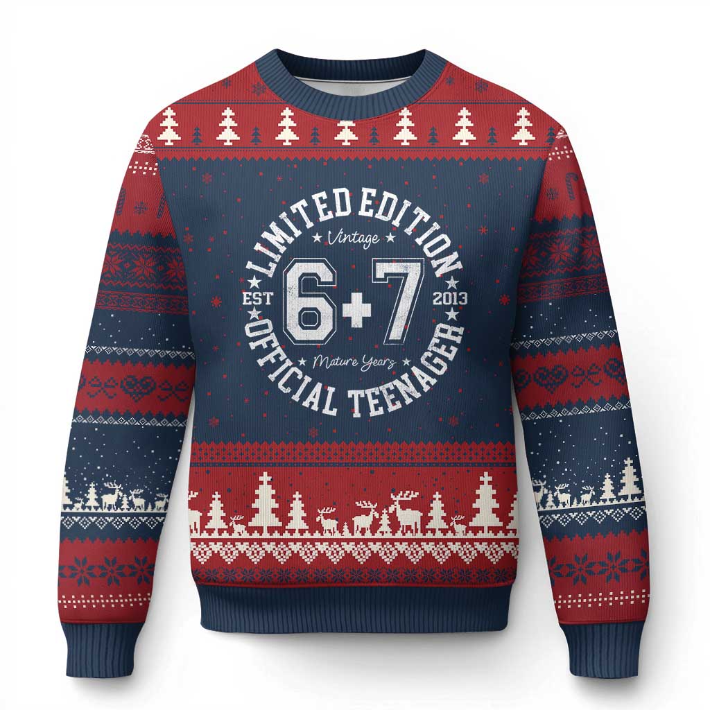 Funny 67 13th Birthday Ugly Christmas Sweater Est 2013 Limited Edition Official Teenager
