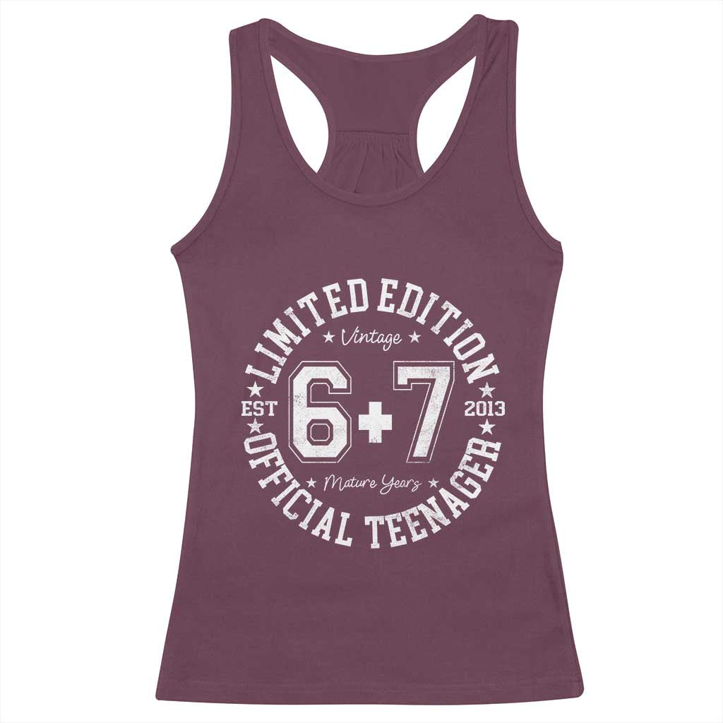 Funny 67 13th Birthday Racerback Tank Top Est 2013 Limited Edition Official Teenager