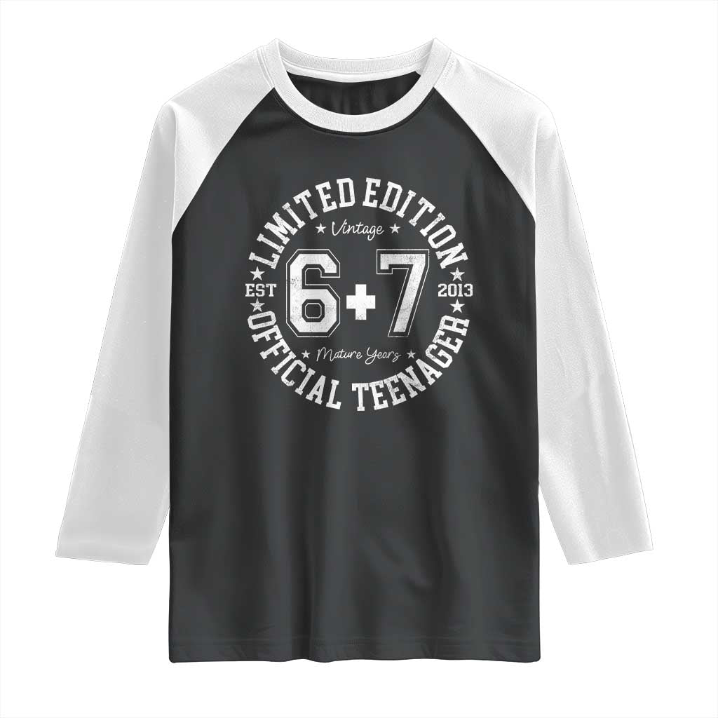 Funny 67 13th Birthday Raglan Shirt Est 2013 Limited Edition Official Teenager