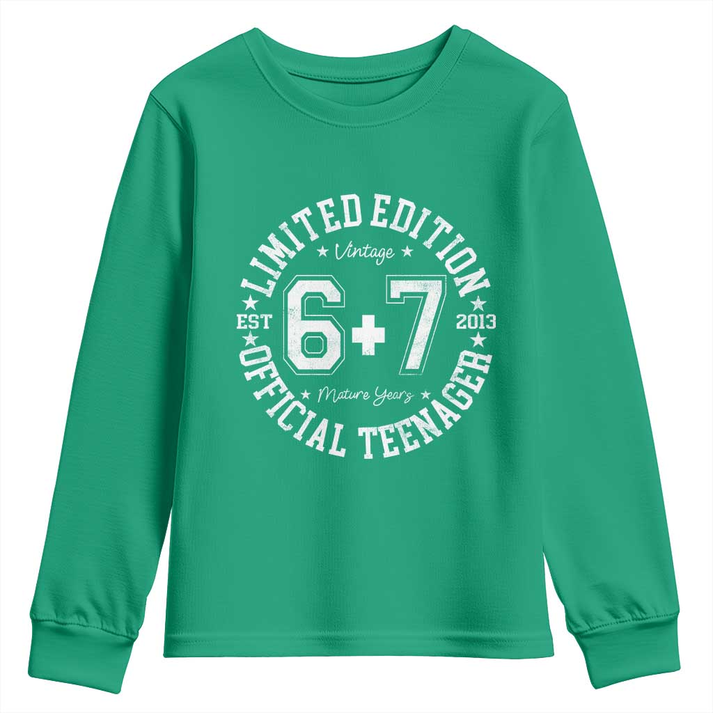 Funny 67 13th Birthday Youth Sweatshirt Est 2013 Limited Edition Official Teenager