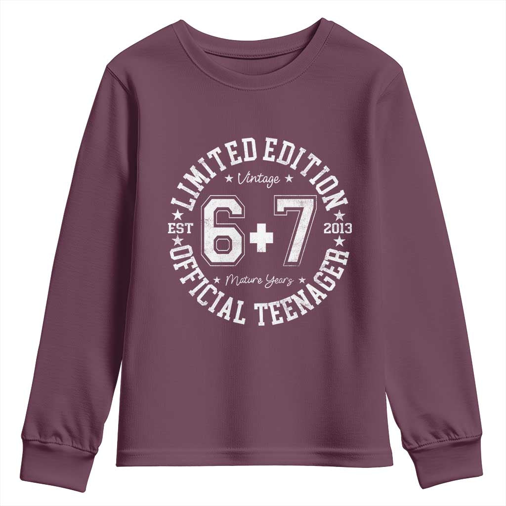 Funny 67 13th Birthday Youth Sweatshirt Est 2013 Limited Edition Official Teenager