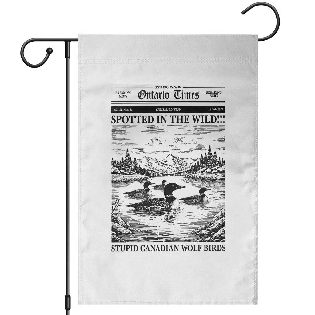 Funny Stupid Canadian Wolf Bird Garden Flag Funny Common Loon Newspaper LGBT Hockey