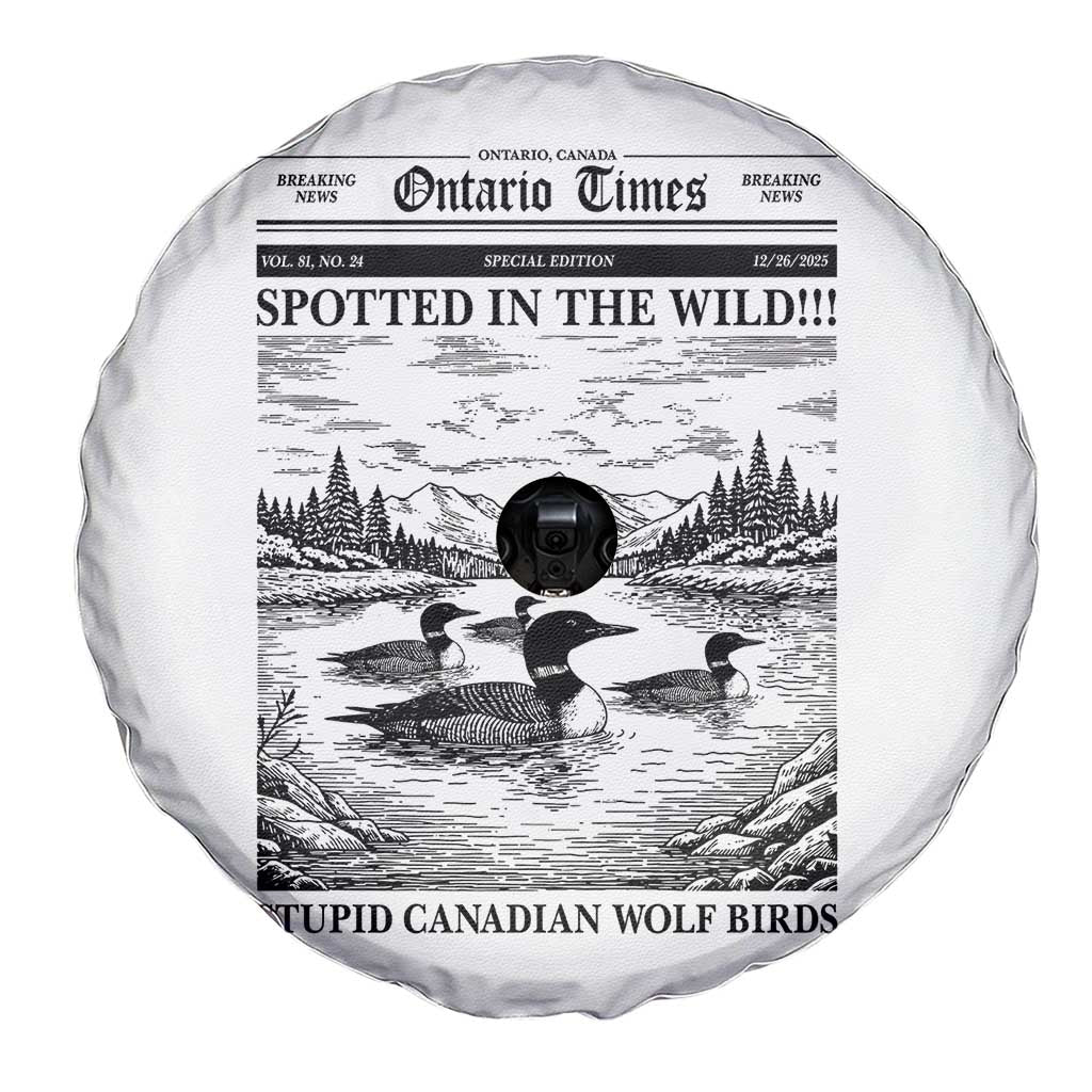 Funny Stupid Canadian Wolf Bird Spare Tire Cover Funny Common Loon Newspaper LGBT Hockey