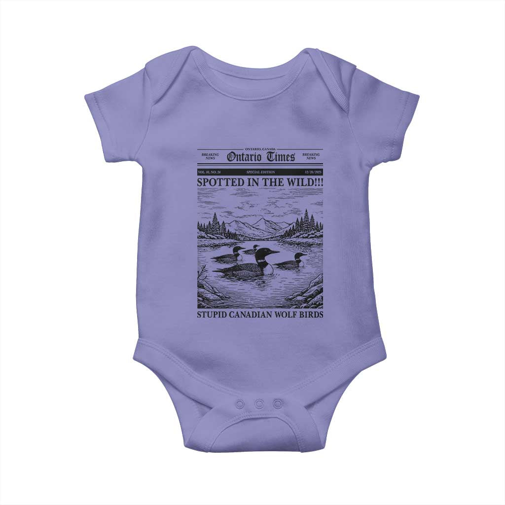 Funny Stupid Canadian Wolf Bird Baby Onesie Funny Common Loon Newspaper LGBT Hockey