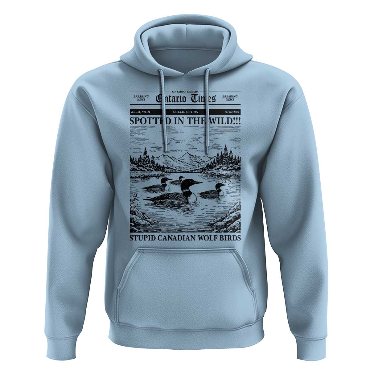 Funny Stupid Canadian Wolf Bird Hoodie Funny Common Loon Newspaper LGBT Hockey