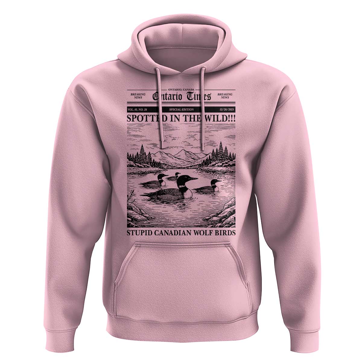 Funny Stupid Canadian Wolf Bird Hoodie Funny Common Loon Newspaper LGBT Hockey