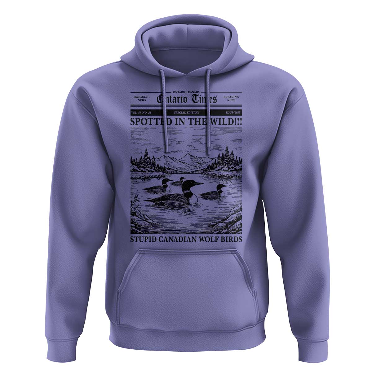 Funny Stupid Canadian Wolf Bird Hoodie Funny Common Loon Newspaper LGBT Hockey