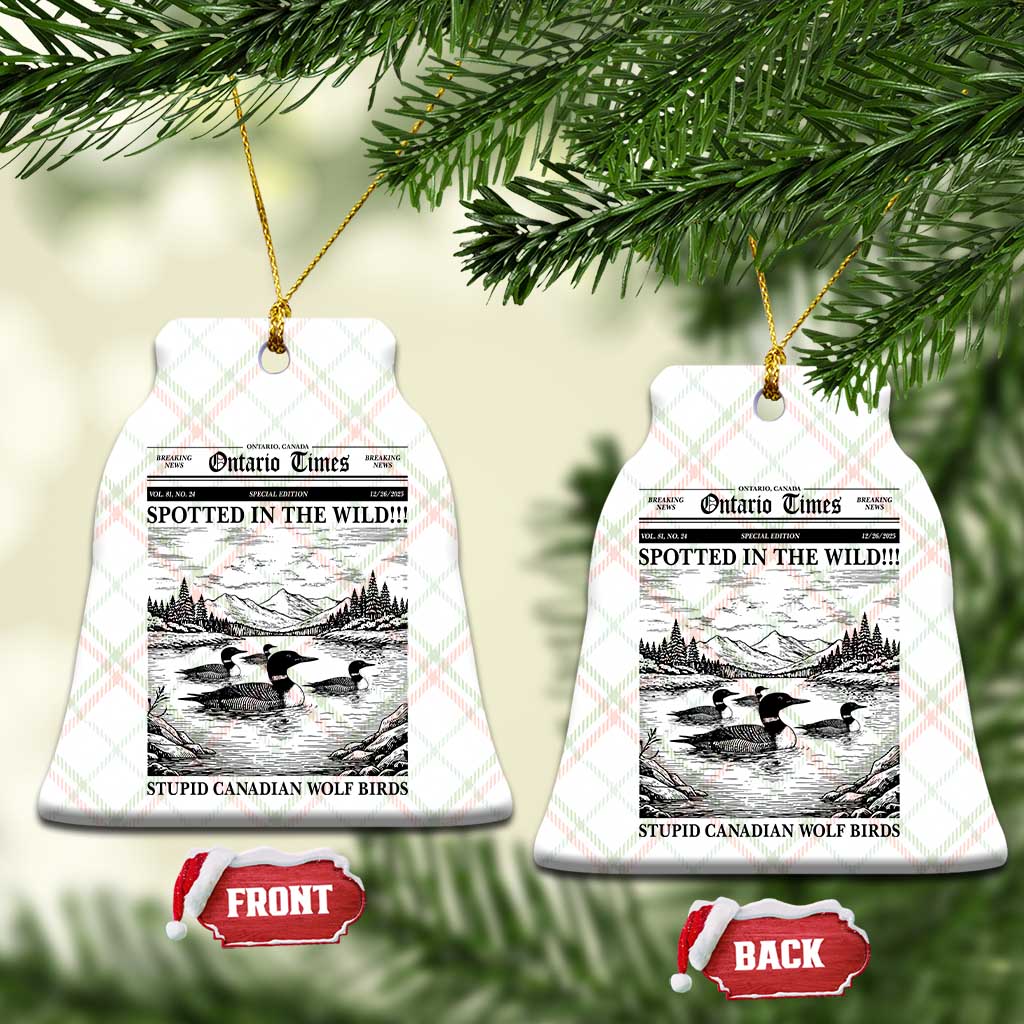 Funny Stupid Canadian Wolf Bird Ceramic Ornament Funny Common Loon Newspaper LGBT Hockey