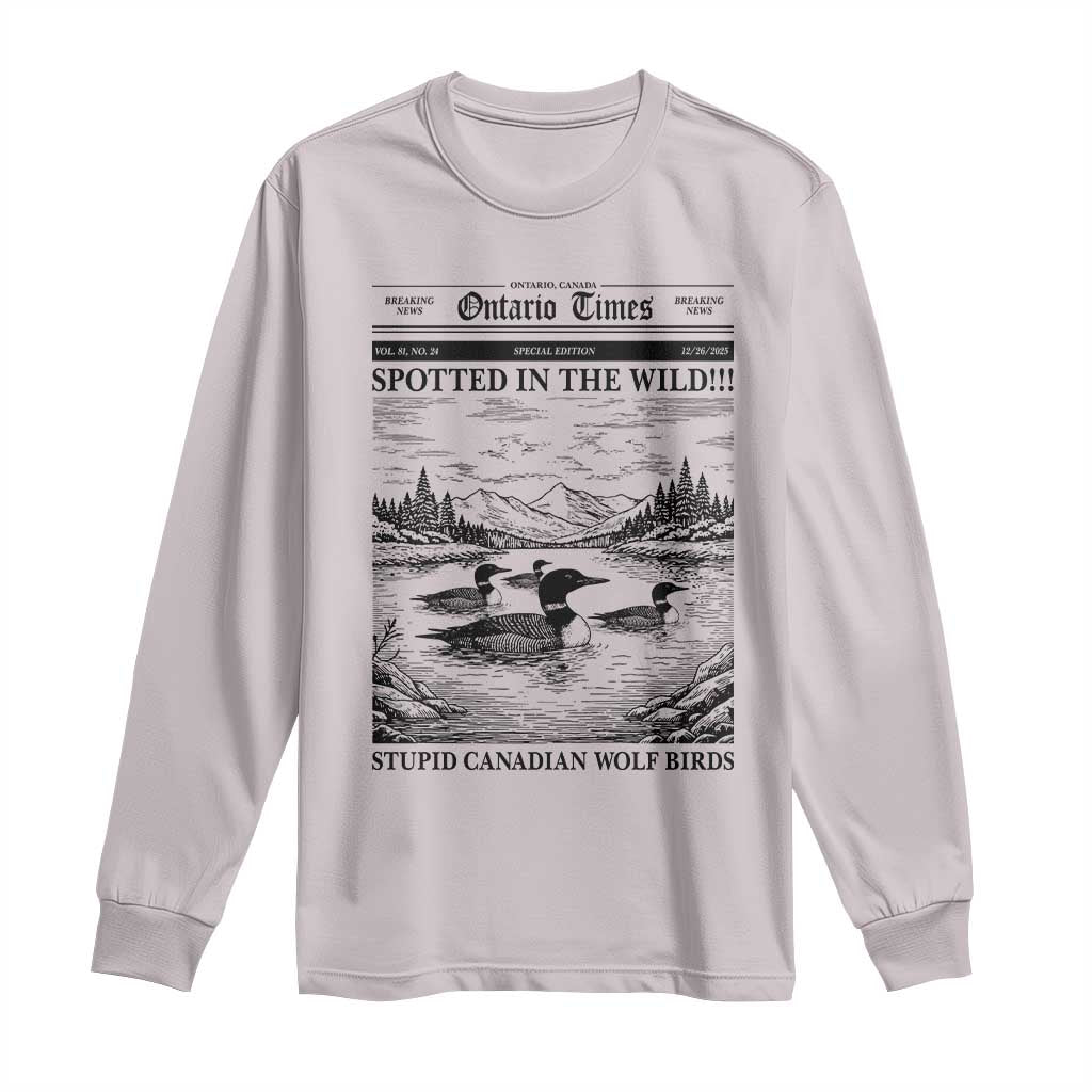 Funny Stupid Canadian Wolf Bird Long Sleeve Shirt Funny Common Loon Newspaper LGBT Hockey