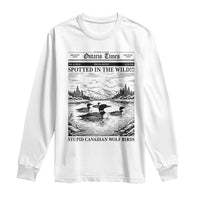 Funny Stupid Canadian Wolf Bird Long Sleeve Shirt Funny Common Loon Newspaper LGBT Hockey
