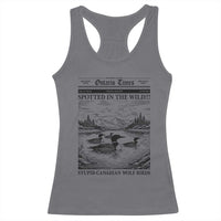 Funny Stupid Canadian Wolf Bird Racerback Tank Top Funny Common Loon Newspaper LGBT Hockey