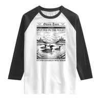 Funny Stupid Canadian Wolf Bird Raglan Shirt Funny Common Loon Newspaper LGBT Hockey