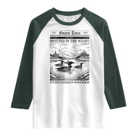 Funny Stupid Canadian Wolf Bird Raglan Shirt Funny Common Loon Newspaper LGBT Hockey