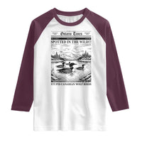 Funny Stupid Canadian Wolf Bird Raglan Shirt Funny Common Loon Newspaper LGBT Hockey