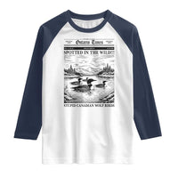 Funny Stupid Canadian Wolf Bird Raglan Shirt Funny Common Loon Newspaper LGBT Hockey