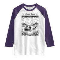 Funny Stupid Canadian Wolf Bird Raglan Shirt Funny Common Loon Newspaper LGBT Hockey