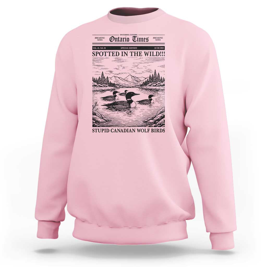Funny Stupid Canadian Wolf Bird Sweatshirt Funny Common Loon Newspaper LGBT Hockey