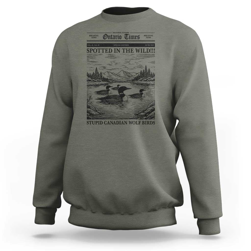 Funny Stupid Canadian Wolf Bird Sweatshirt Funny Common Loon Newspaper LGBT Hockey