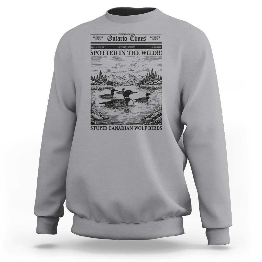 Funny Stupid Canadian Wolf Bird Sweatshirt Funny Common Loon Newspaper LGBT Hockey