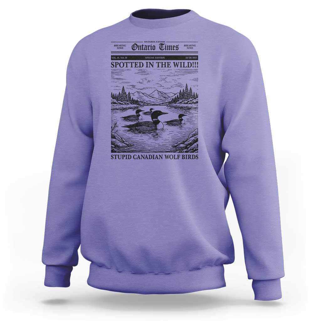 Funny Stupid Canadian Wolf Bird Sweatshirt Funny Common Loon Newspaper LGBT Hockey