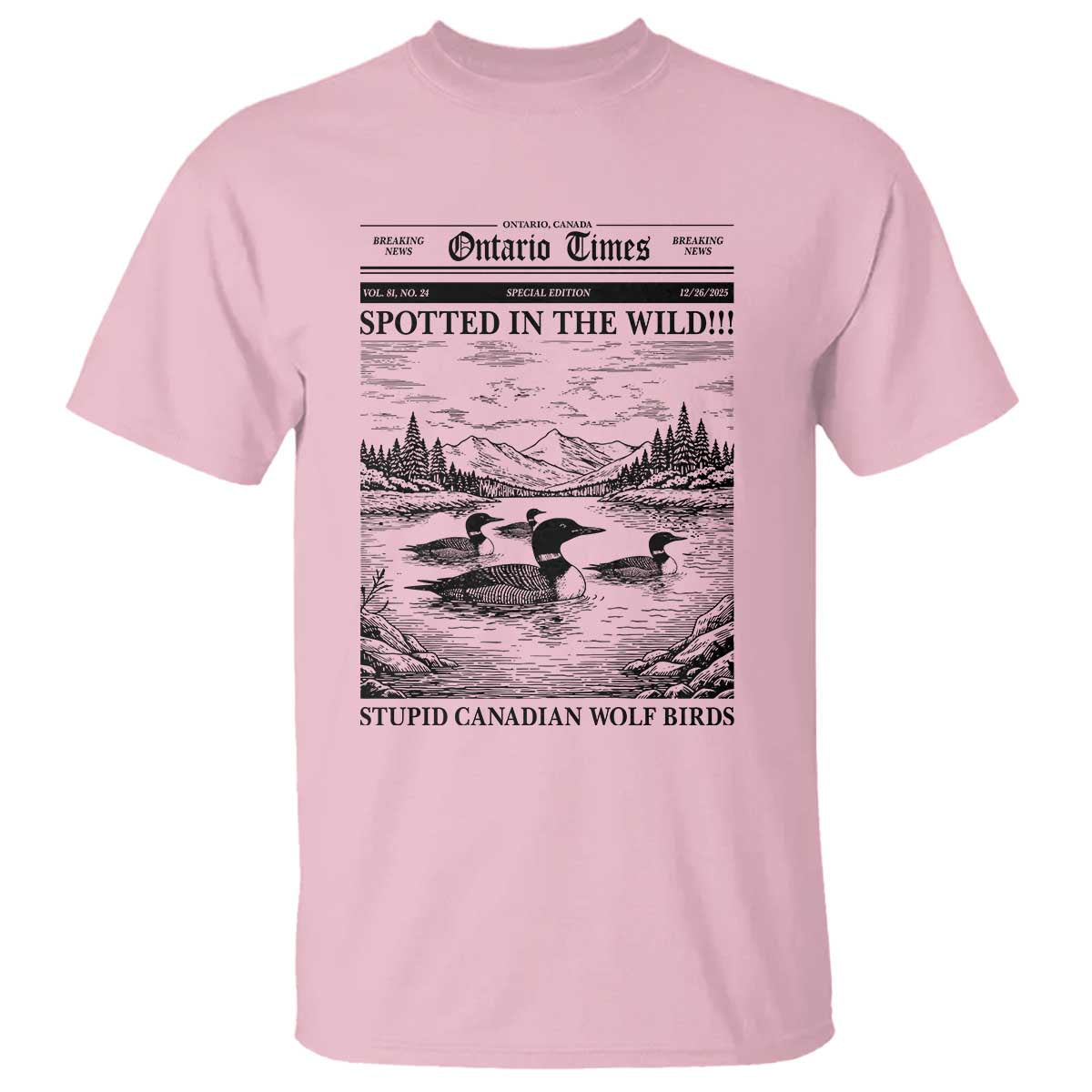 Funny Stupid Canadian Wolf Bird T Shirt Funny Common Loon Newspaper LGBT Hockey