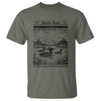 Funny Stupid Canadian Wolf Bird T Shirt Funny Common Loon Newspaper LGBT Hockey