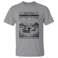 Funny Stupid Canadian Wolf Bird T Shirt Funny Common Loon Newspaper LGBT Hockey