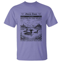Funny Stupid Canadian Wolf Bird T Shirt Funny Common Loon Newspaper LGBT Hockey