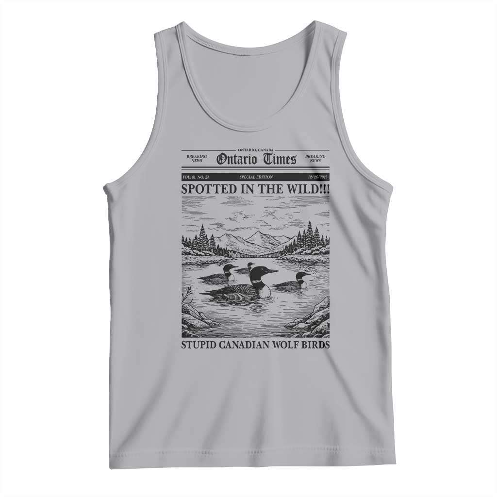 Funny Stupid Canadian Wolf Bird Tank Top Funny Common Loon Newspaper LGBT Hockey