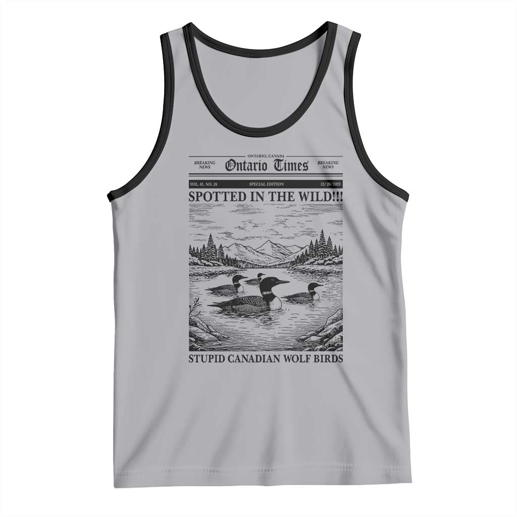 Funny Stupid Canadian Wolf Bird Tank Top Funny Common Loon Newspaper LGBT Hockey