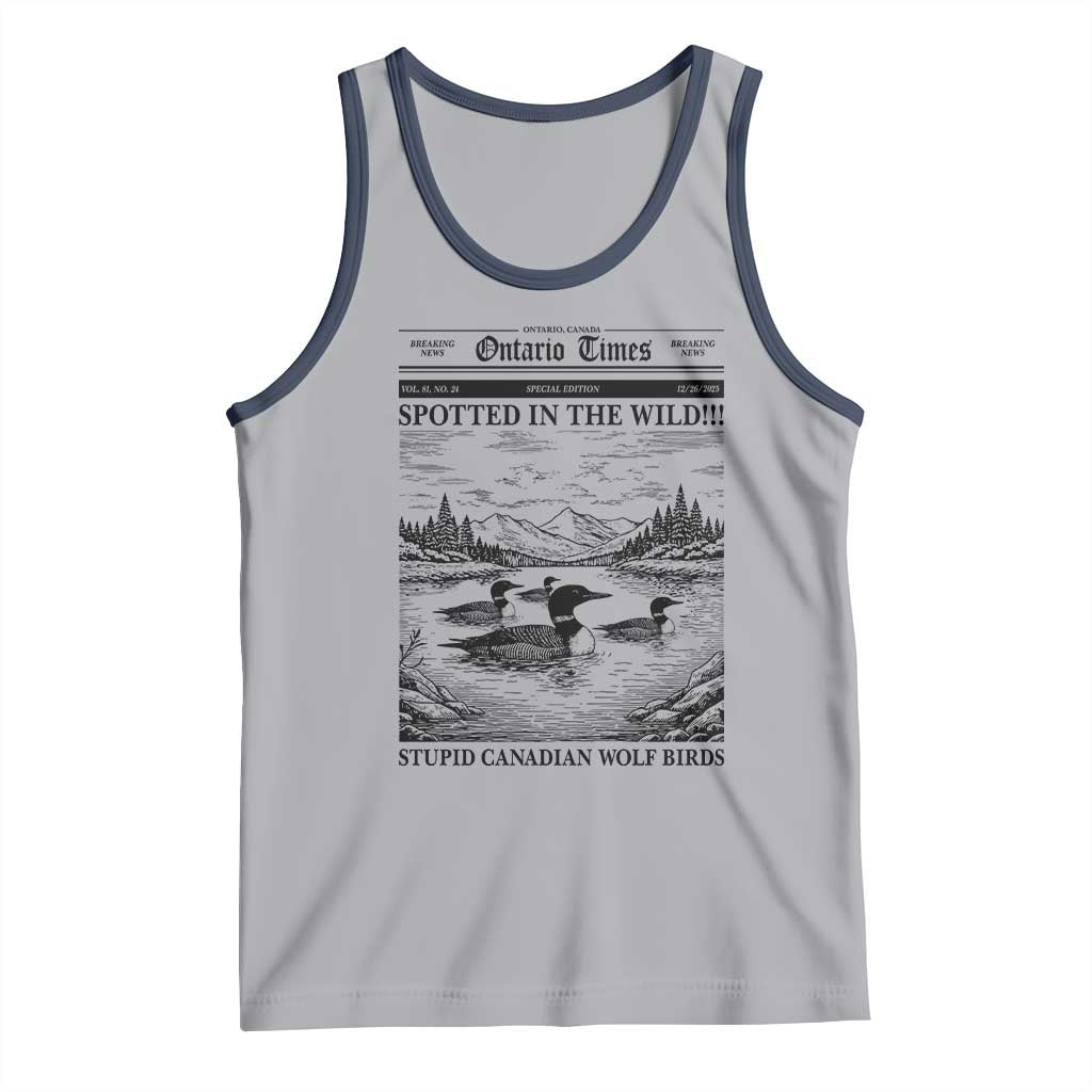Funny Stupid Canadian Wolf Bird Tank Top Funny Common Loon Newspaper LGBT Hockey