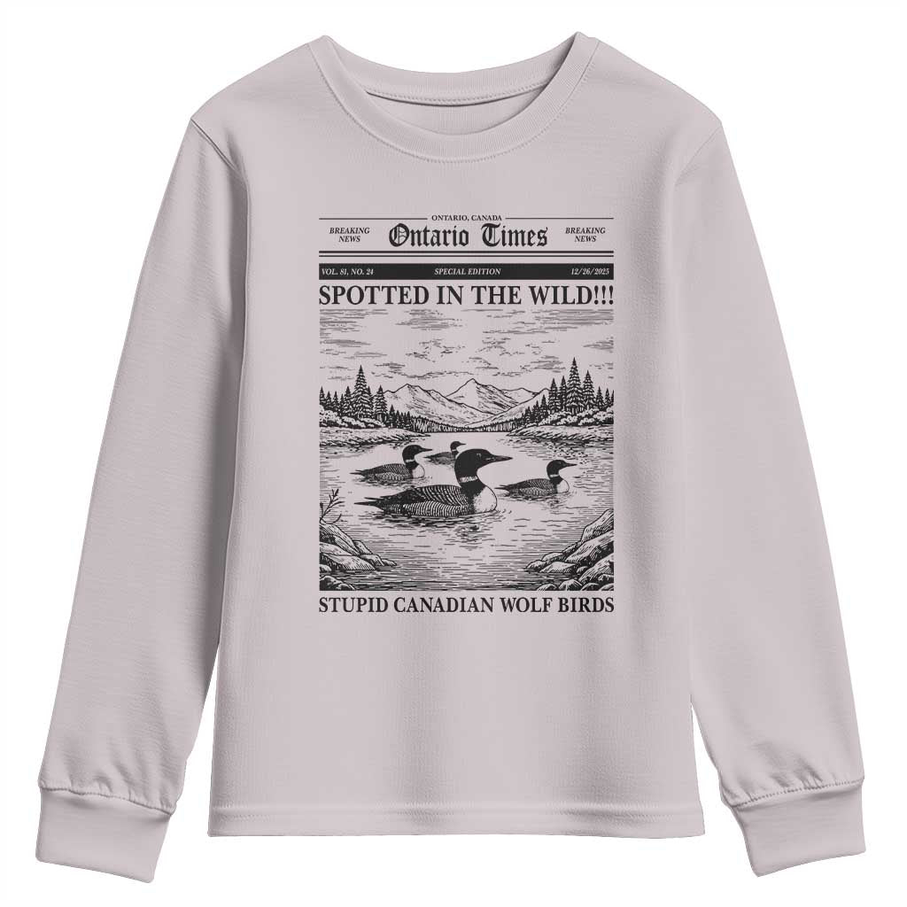Funny Stupid Canadian Wolf Bird Youth Sweatshirt Funny Common Loon Newspaper LGBT Hockey