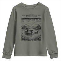 Funny Stupid Canadian Wolf Bird Youth Sweatshirt Funny Common Loon Newspaper LGBT Hockey