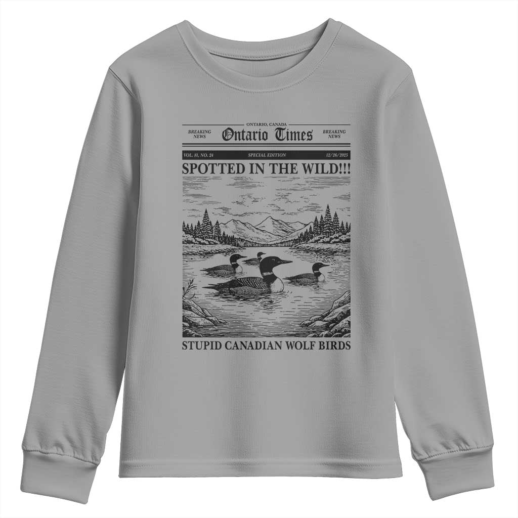 Funny Stupid Canadian Wolf Bird Youth Sweatshirt Funny Common Loon Newspaper LGBT Hockey