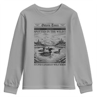 Funny Stupid Canadian Wolf Bird Youth Sweatshirt Funny Common Loon Newspaper LGBT Hockey
