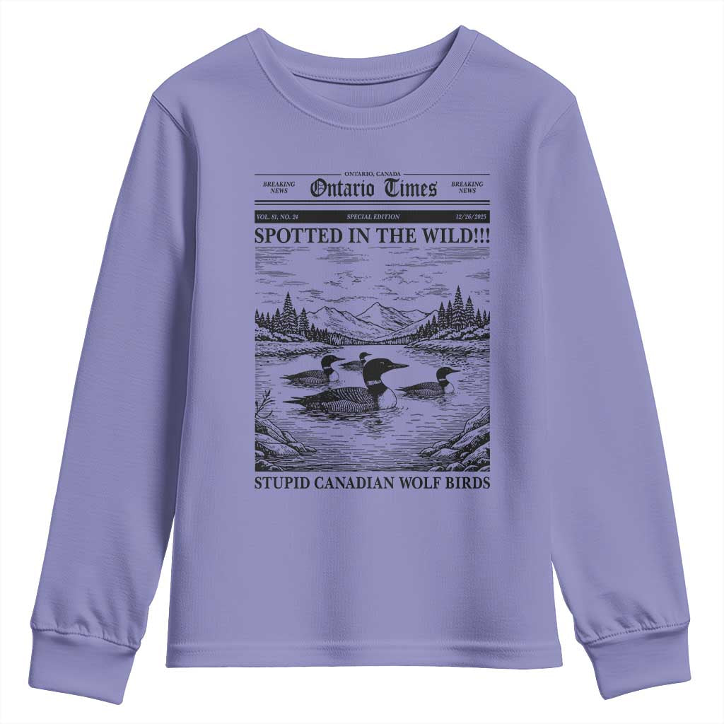 Funny Stupid Canadian Wolf Bird Youth Sweatshirt Funny Common Loon Newspaper LGBT Hockey