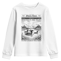 Funny Stupid Canadian Wolf Bird Youth Sweatshirt Funny Common Loon Newspaper LGBT Hockey