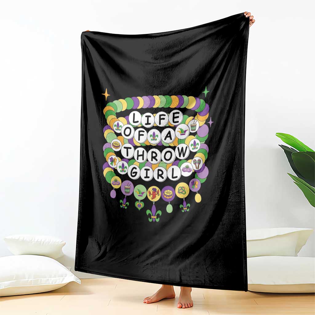 Funny Mardi Gras Throw Girl Life Throw Blanket Friendship Bracelet Beads
