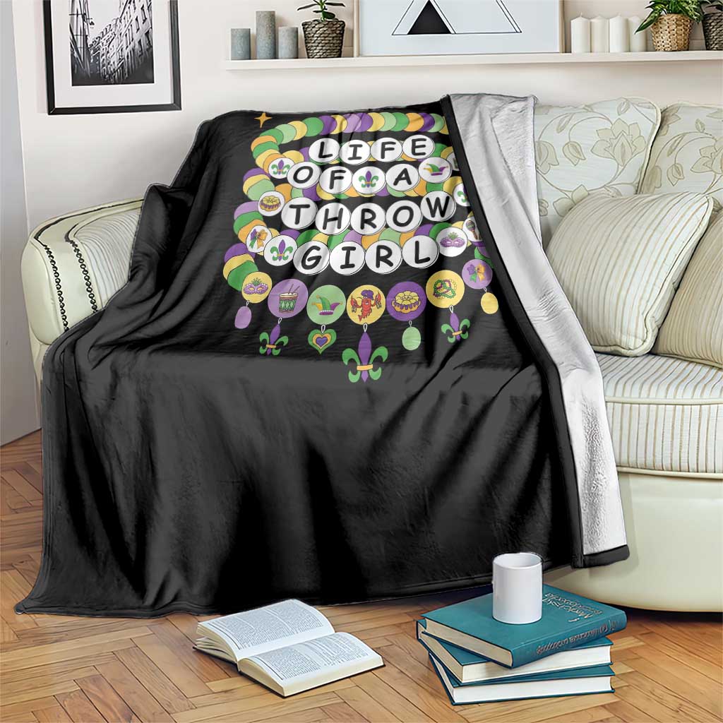 Funny Mardi Gras Throw Girl Life Throw Blanket Friendship Bracelet Beads