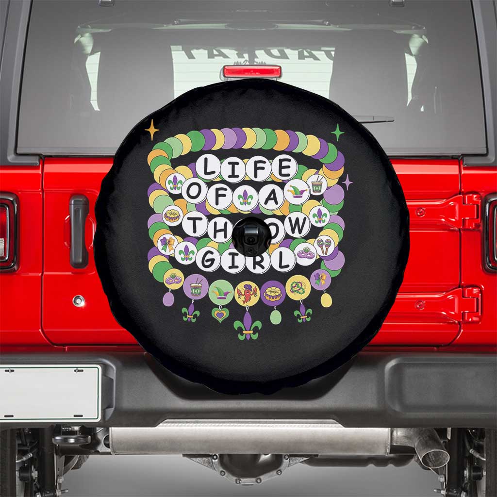 Funny Mardi Gras Throw Girl Life Spare Tire Cover Friendship Bracelet Beads