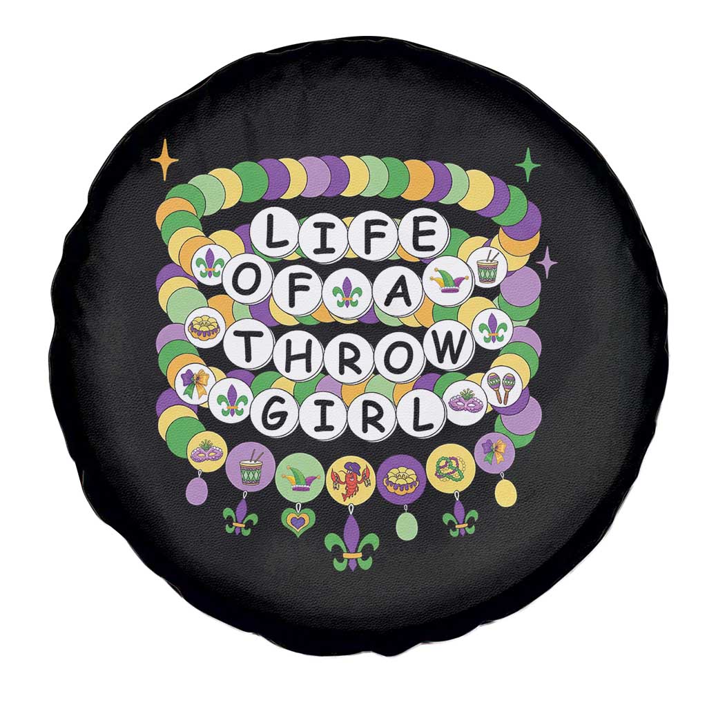 Funny Mardi Gras Throw Girl Life Spare Tire Cover Friendship Bracelet Beads